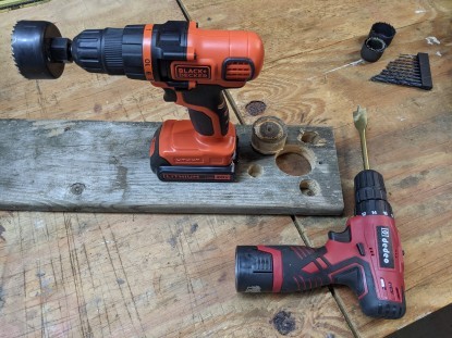 Black and Decker drill standing on its own