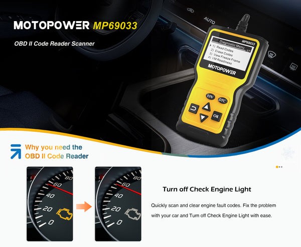 Close-up of the universal car diagnostic tool screen displaying error codes