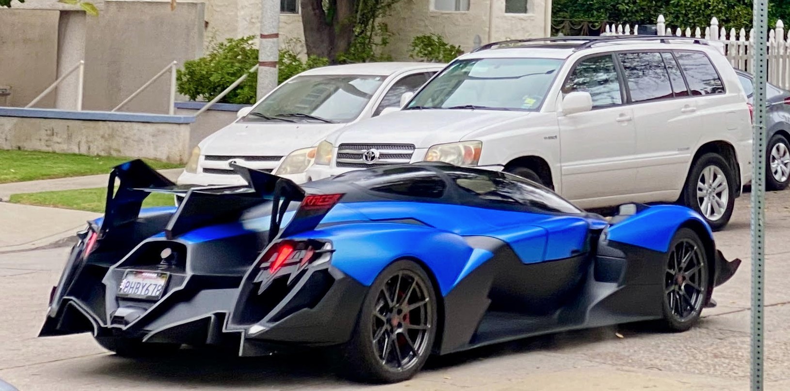 RAESR Tachyon Speed electric hypercar tooling around in Los Angeles suburb, captured by Philippe Martinez.