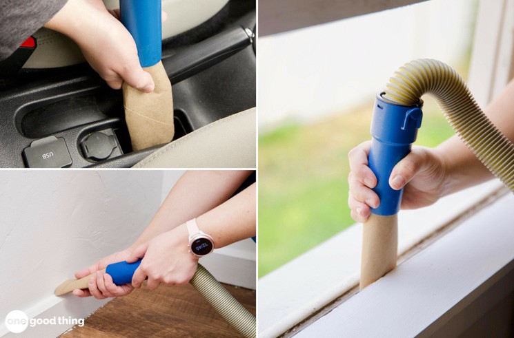 DIY crevice tool made from cardboard tube