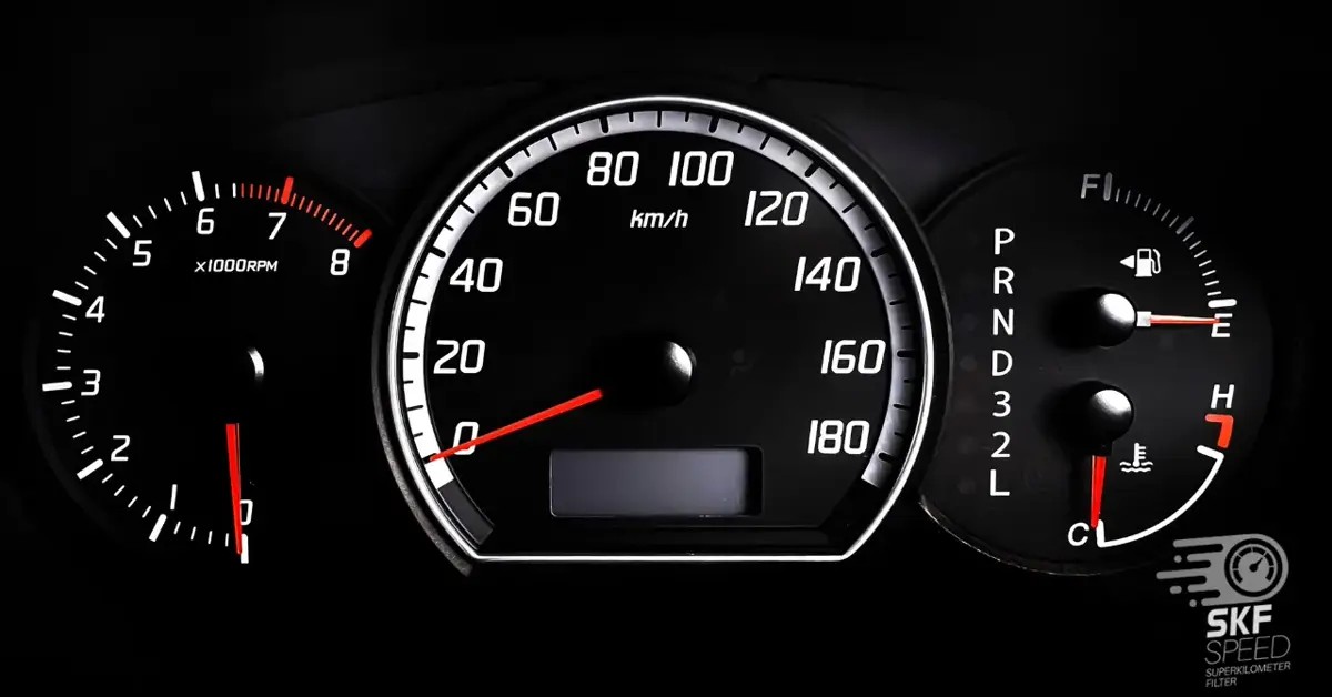 Modern car dashboard with odometer reading